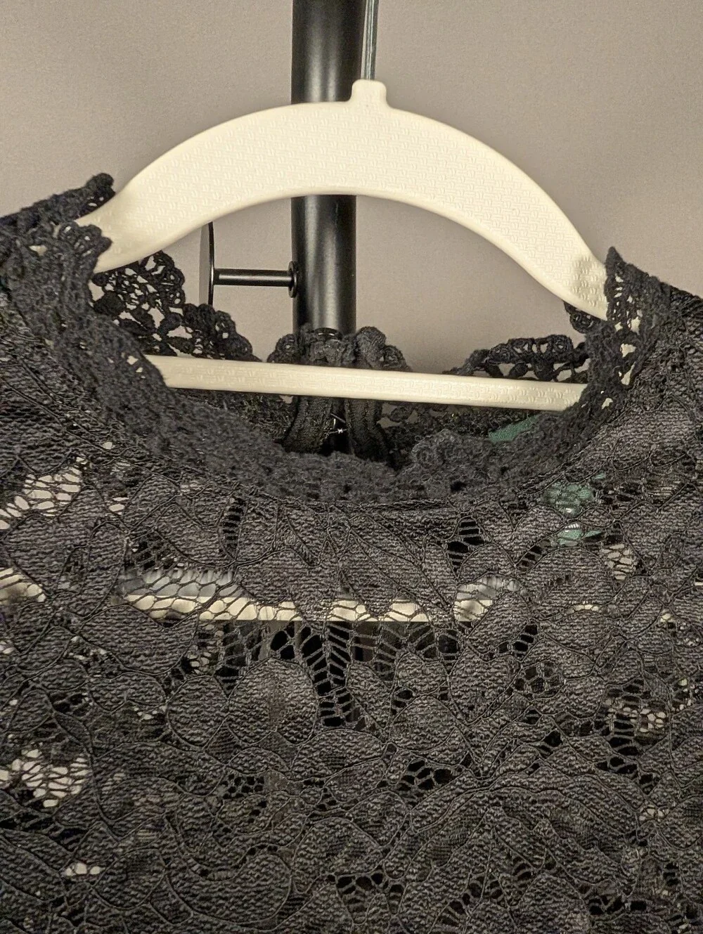 Black Cable Knit Crochet Openwork Cardigan Sweater Large A363